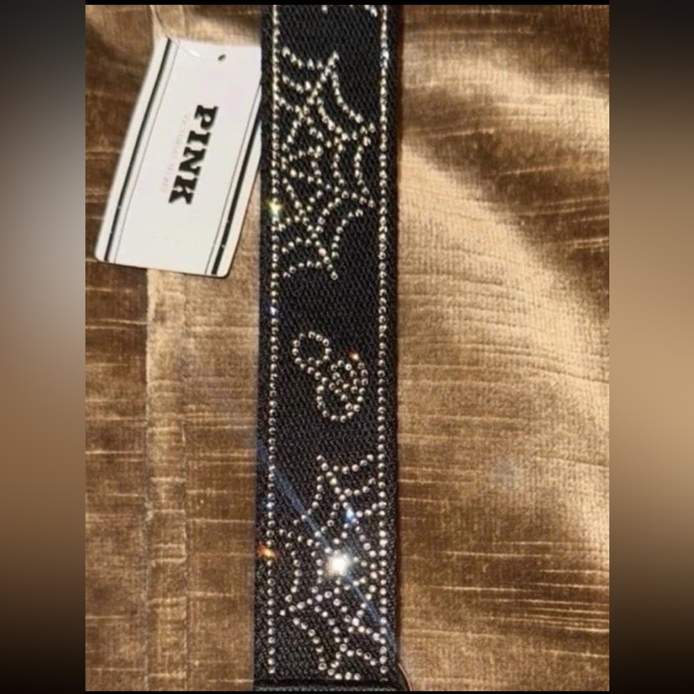 Victoria secret PINK black spiderweb Halloween keychain wristlet